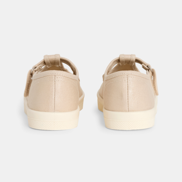 حذاء رياضي بأحزمة قماشية باللون البيج للفتيات